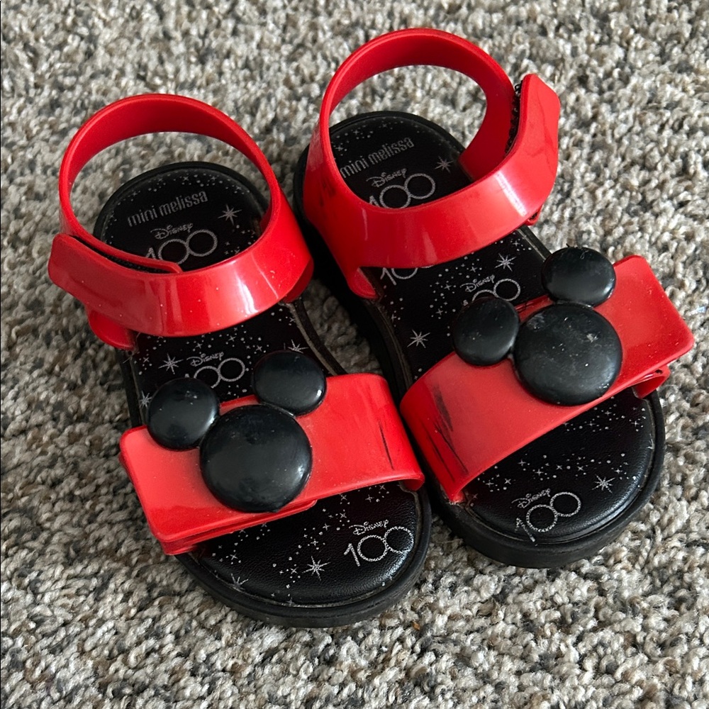 Mini Melissa x Disney 100 Kids Red Sandals